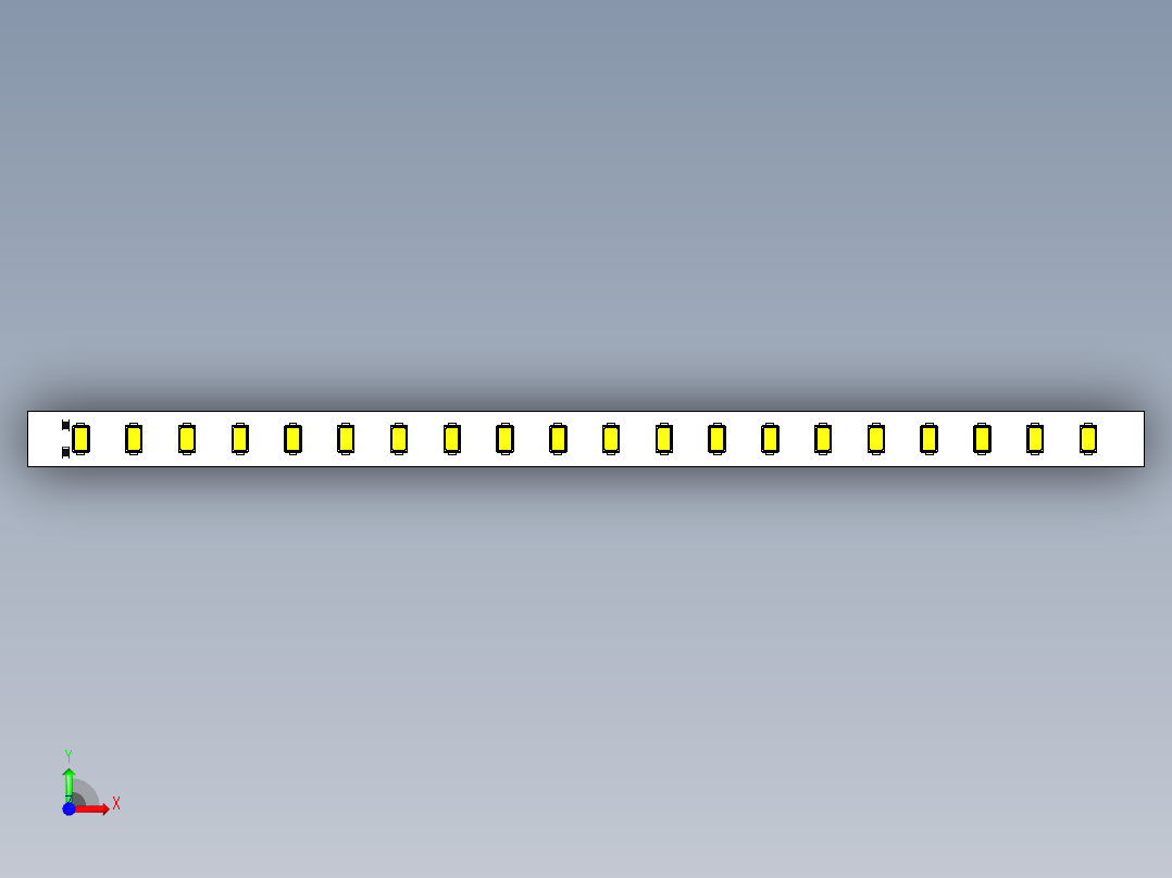 LED条形金属芯PCB，2x 10 SMD LED并联前视图
