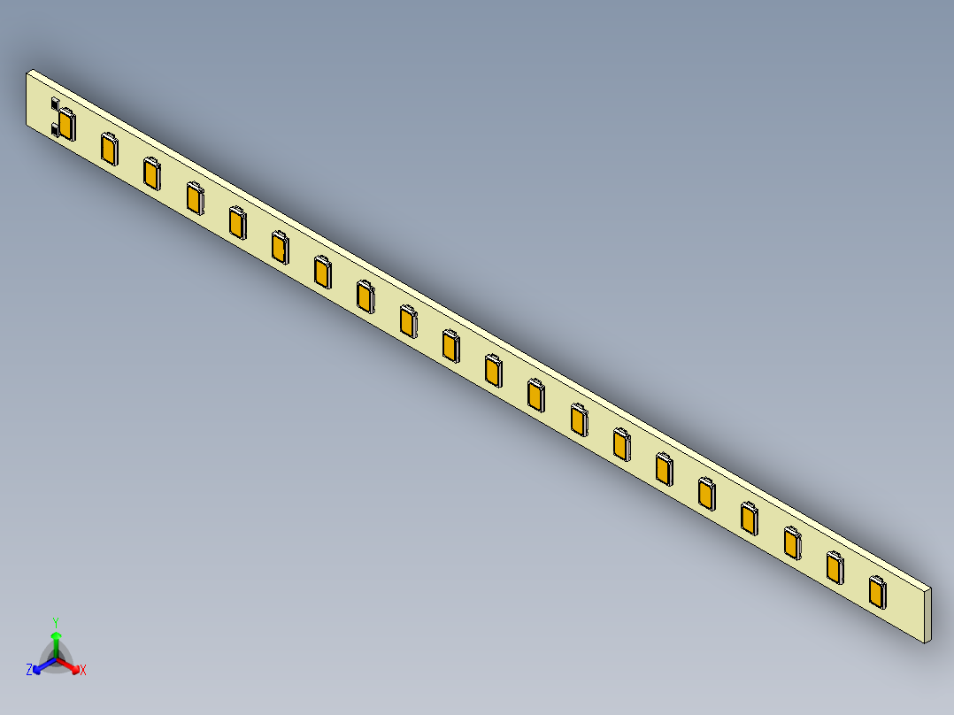 LED条形金属芯PCB，2x 10 SMD LED并联正等轴测图