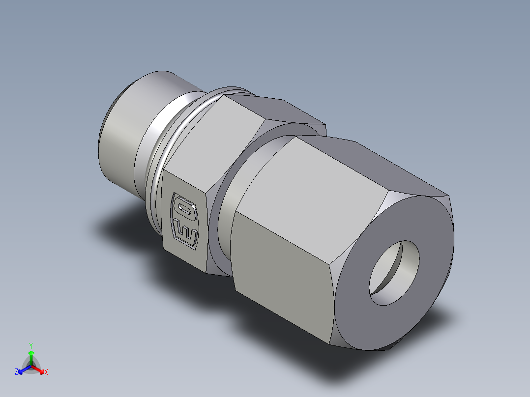 卡套式工业通用硬管接头EO_Male_Stud_connector_GEO08ZSMCF正等轴测图