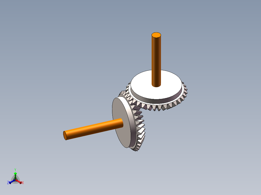 锥齿轮啮合传动正等轴测图