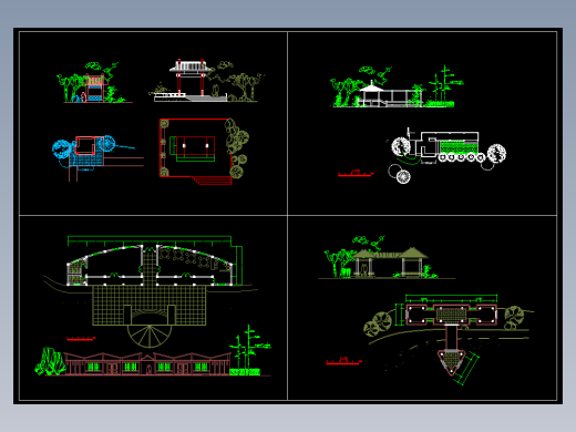 小品游园建筑施工图