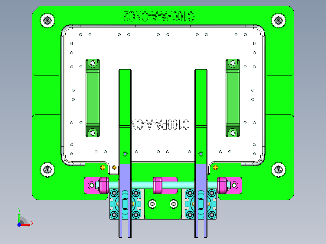 C100PA-A-笔记本CNC工装夹具三维模型CNC2-1222前视图