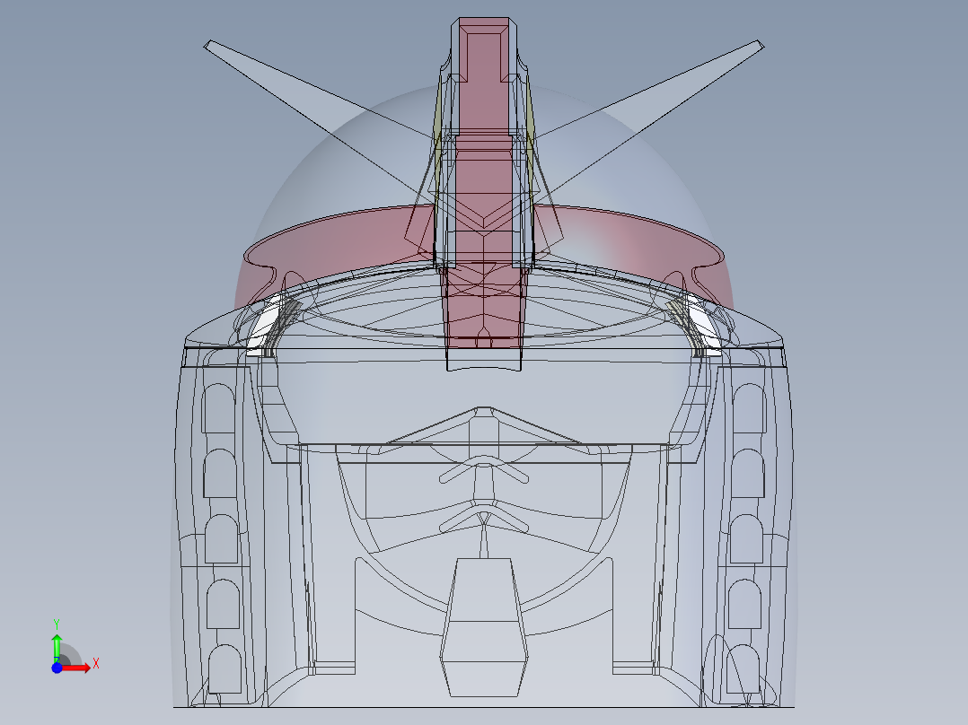 高达头部建模模型前视图