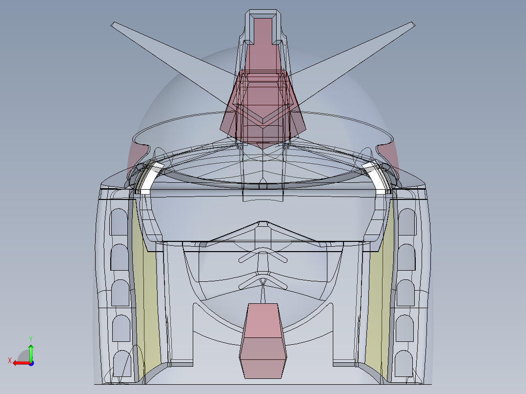 高达头部建模模型后视图