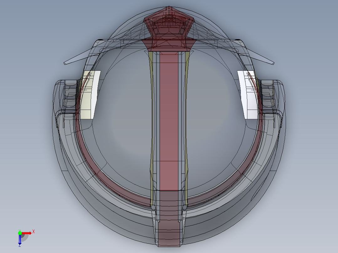 高达头部建模模型俯视图