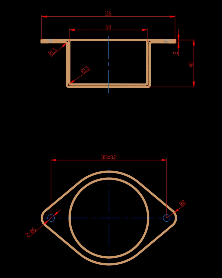 双孔凸缘筒形端盖零件的冲压模具设计及工艺编制-落料、拉伸、冲孔复合模含开题及10张CAD图