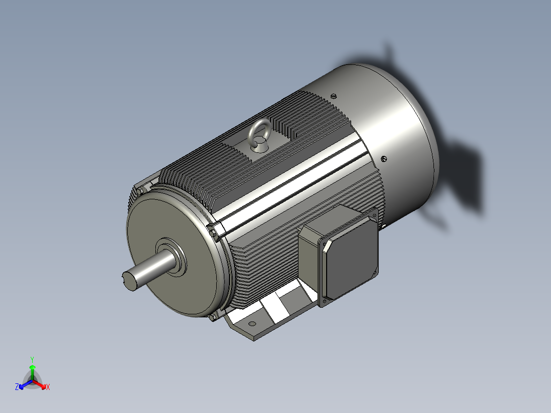 YE3-4三相异步电动机(IMB3)(右侧出线)YE3-160M-4正等轴测图