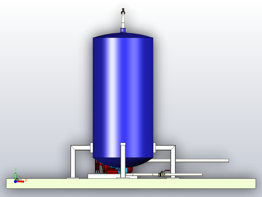 带有离心泵的卫生水箱填充系统，该离心泵耦合到带有V带传动的交流电动机前视图