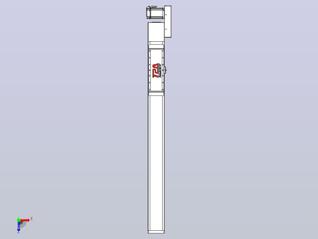 伺服电机集成皮带传动直线执行器TPA-OCB-120-224-L850-ML-P75-N3俯视图