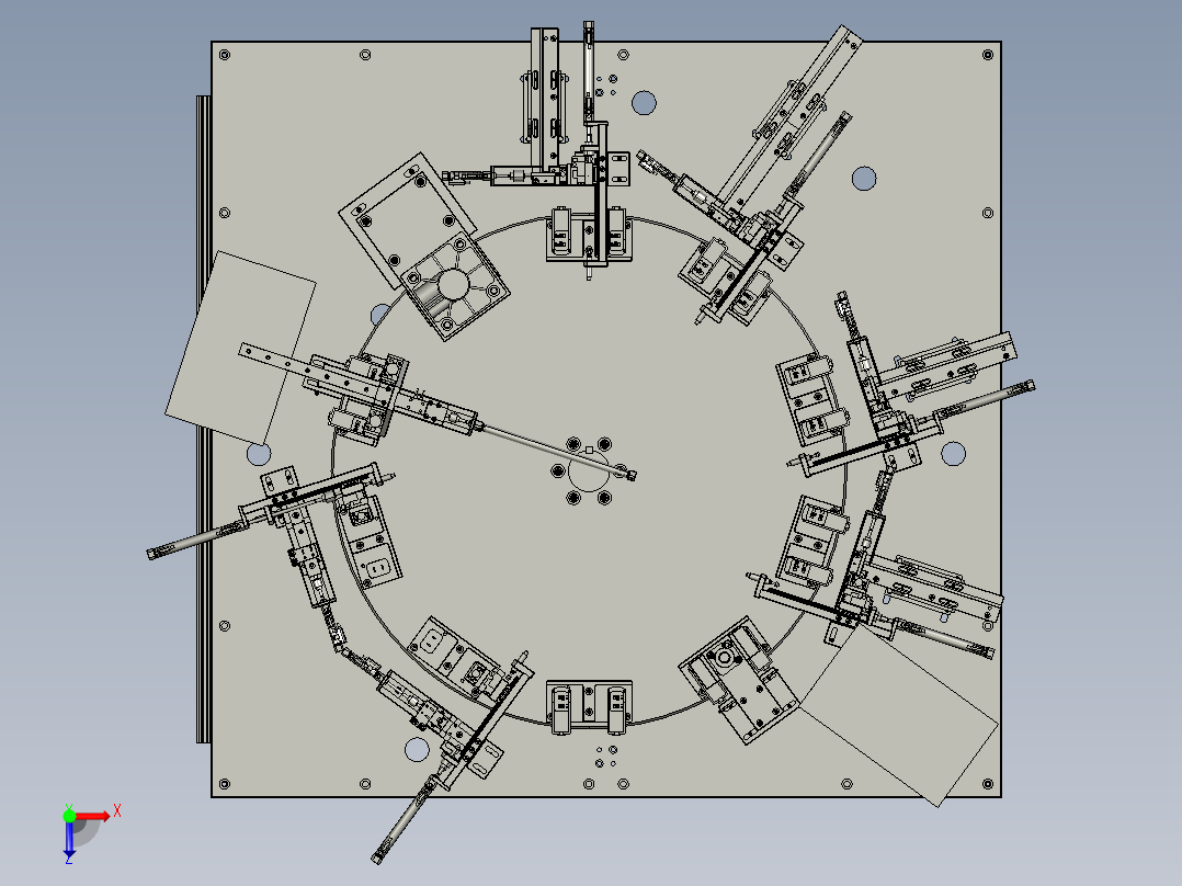 手机充电器插头组装机俯视图