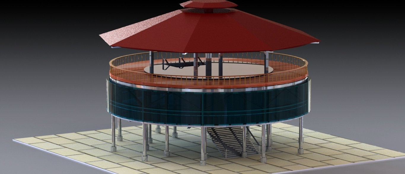 TERAS圆顶楼餐厅模型3D图纸 Solidworks设计