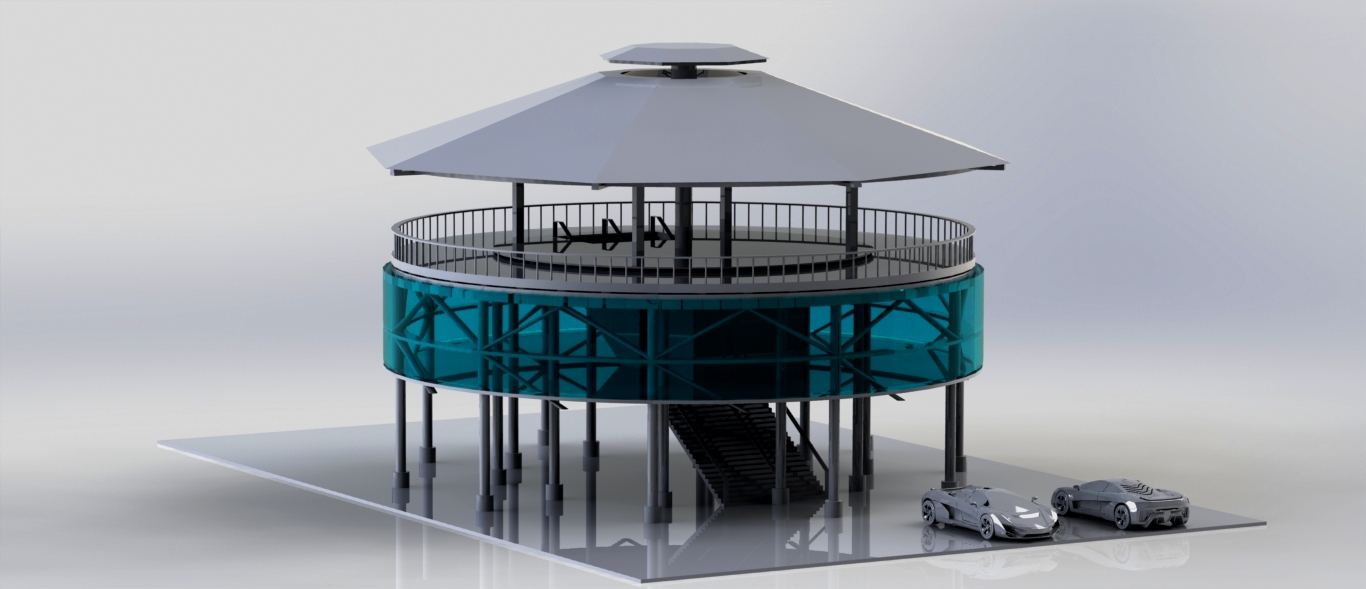 TERAS圆顶楼餐厅模型3D图纸 Solidworks设计