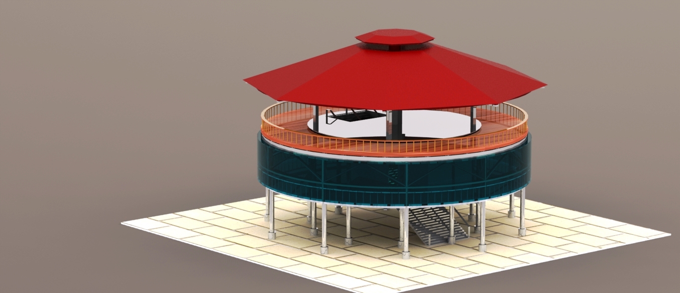 TERAS圆顶楼餐厅模型3D图纸 Solidworks设计