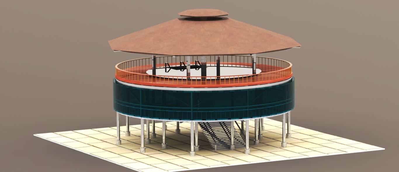 TERAS圆顶楼餐厅模型3D图纸 Solidworks设计