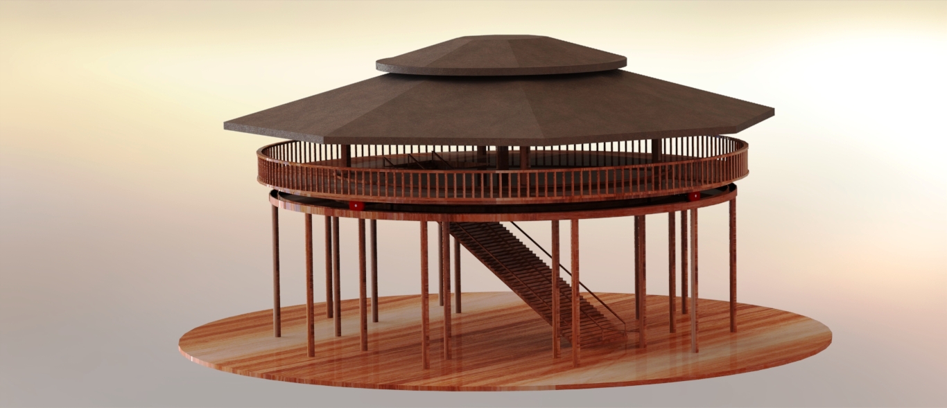 TERAS圆顶楼餐厅模型3D图纸 Solidworks设计