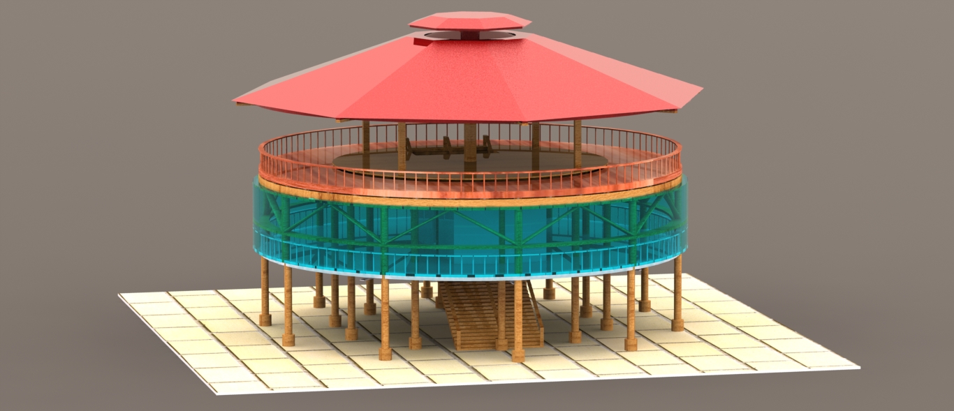 TERAS圆顶楼餐厅模型3D图纸 Solidworks设计