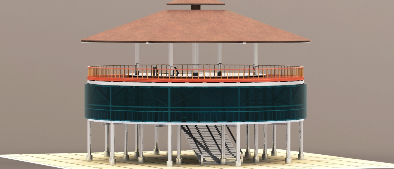 TERAS圆顶楼餐厅模型3D图纸 Solidworks设计
