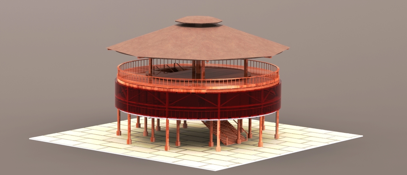 TERAS圆顶楼餐厅模型3D图纸 Solidworks设计