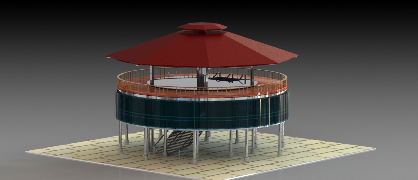 TERAS圆顶楼餐厅模型3D图纸 Solidworks设计