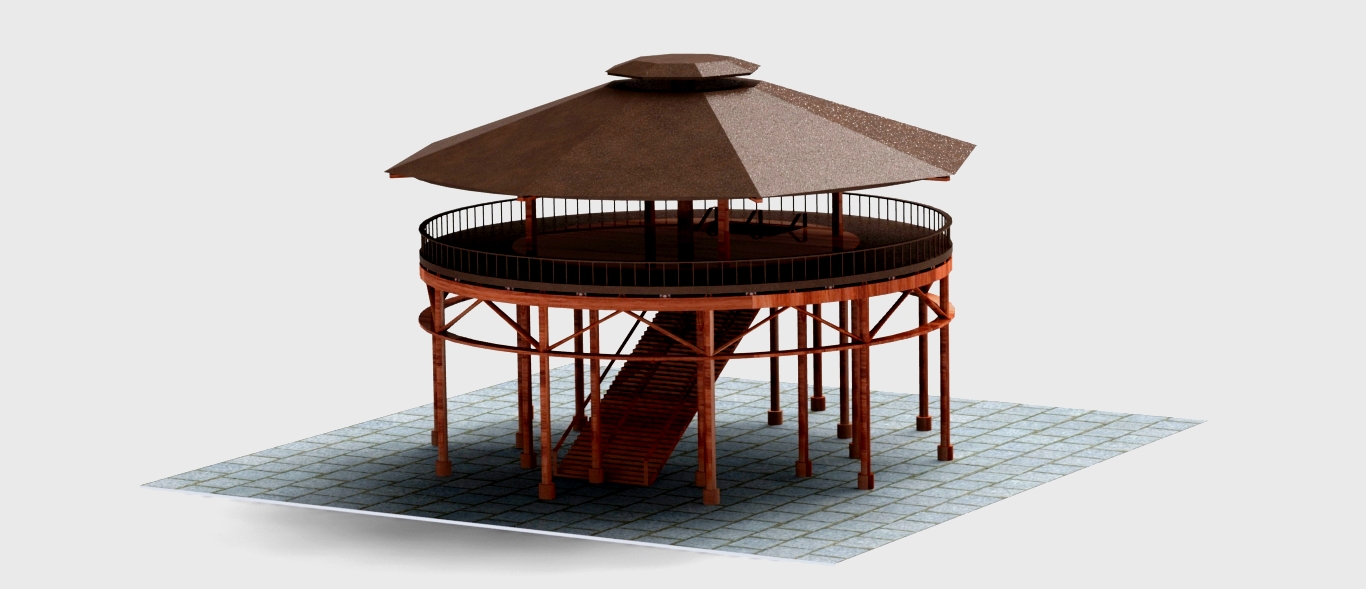 TERAS圆顶楼餐厅模型3D图纸 Solidworks设计