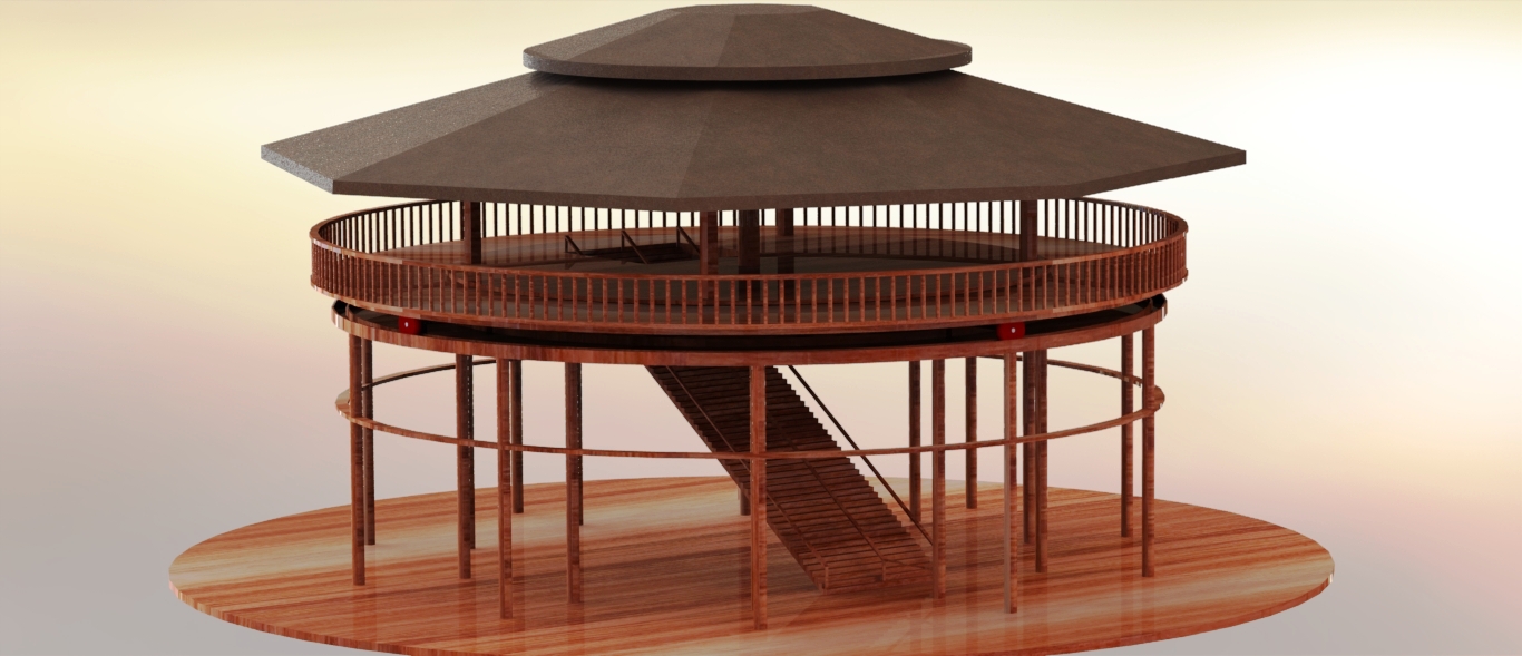 TERAS圆顶楼餐厅模型3D图纸 Solidworks设计