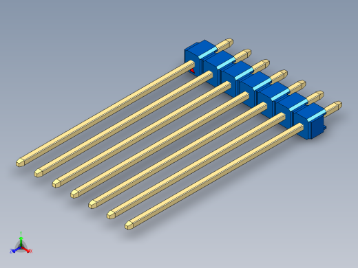 彩色公头100mil（2.54mm）系列-DS1021_blue_1x07p_100mil_Type43_rev1.0正等轴测缩略图