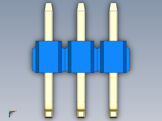 彩色公排针 100mil 2.54mm 系列-DS1022_blue_03p_100mil_TypeU_rev1.0俯视缩略图