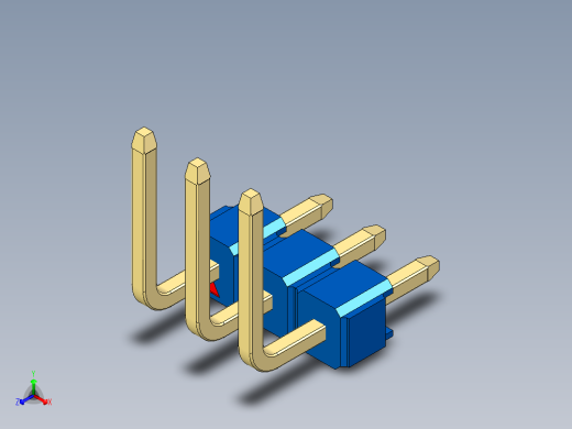 彩色公排针 100mil 2.54mm 系列-DS1022_blue_03p_100mil_TypeU_rev1.0正等轴测缩略图