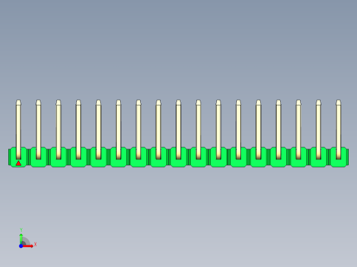 彩色公排针 100mil 2.54mm 系列-DS1022_green_17p_100mil_TypeU_rev1.0前视缩略图