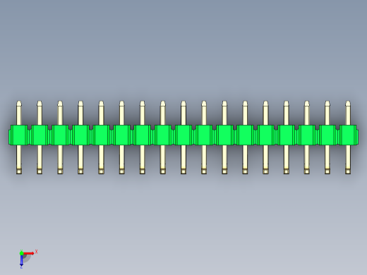 彩色公排针 100mil 2.54mm 系列-DS1022_green_17p_100mil_TypeU_rev1.0俯视缩略图