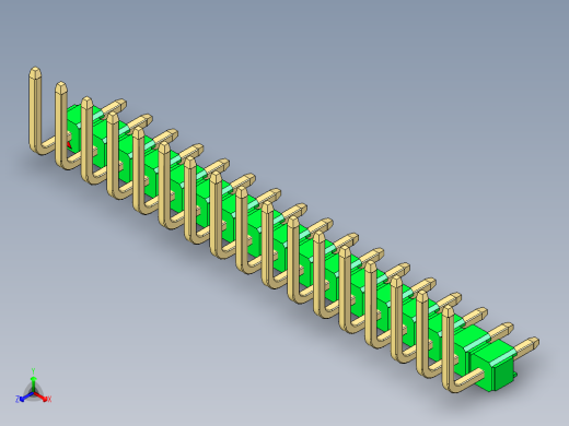 彩色公排针 100mil 2.54mm 系列-DS1022_green_17p_100mil_TypeU_rev1.0正等轴测缩略图