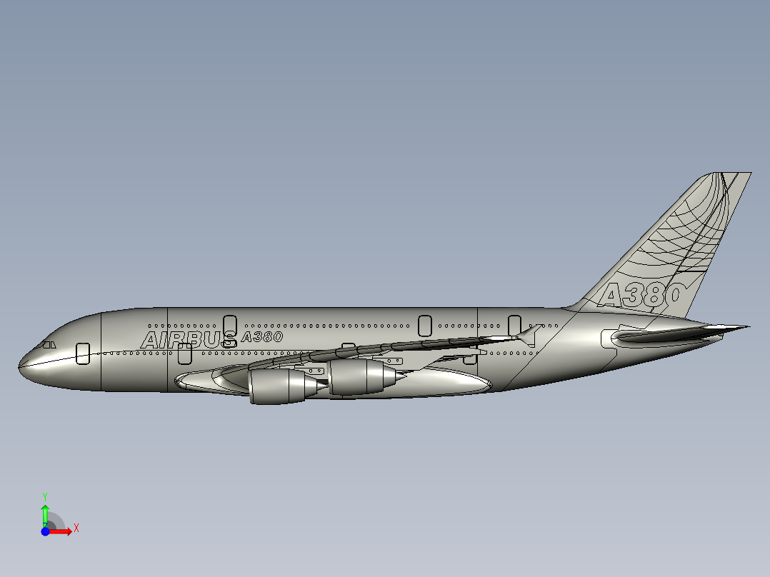 F 空客A380飞机模型 机械设计图纸资料 3D模型 前视图