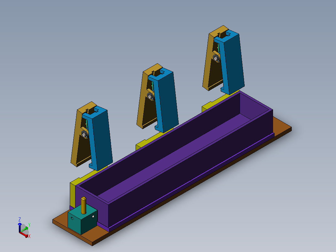 长尺寸工件固定夹具正等轴测图