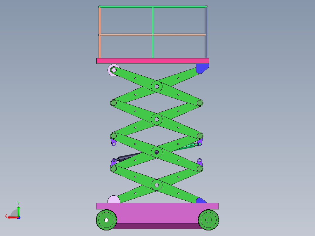 移动液压升降机模型sw后视图