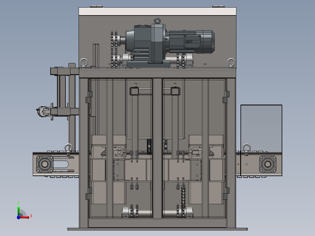 称重功能重载型板链线（sw19可编辑+工程图）前视图