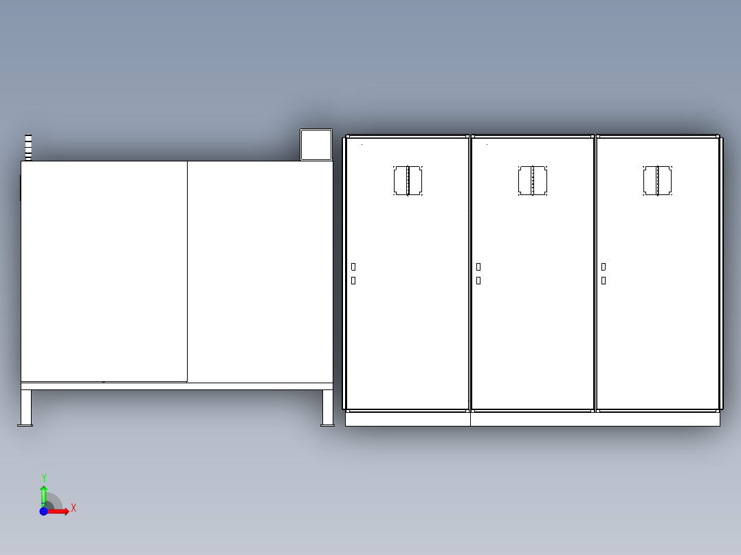 大型钣金电控电气柜三维设计前视图