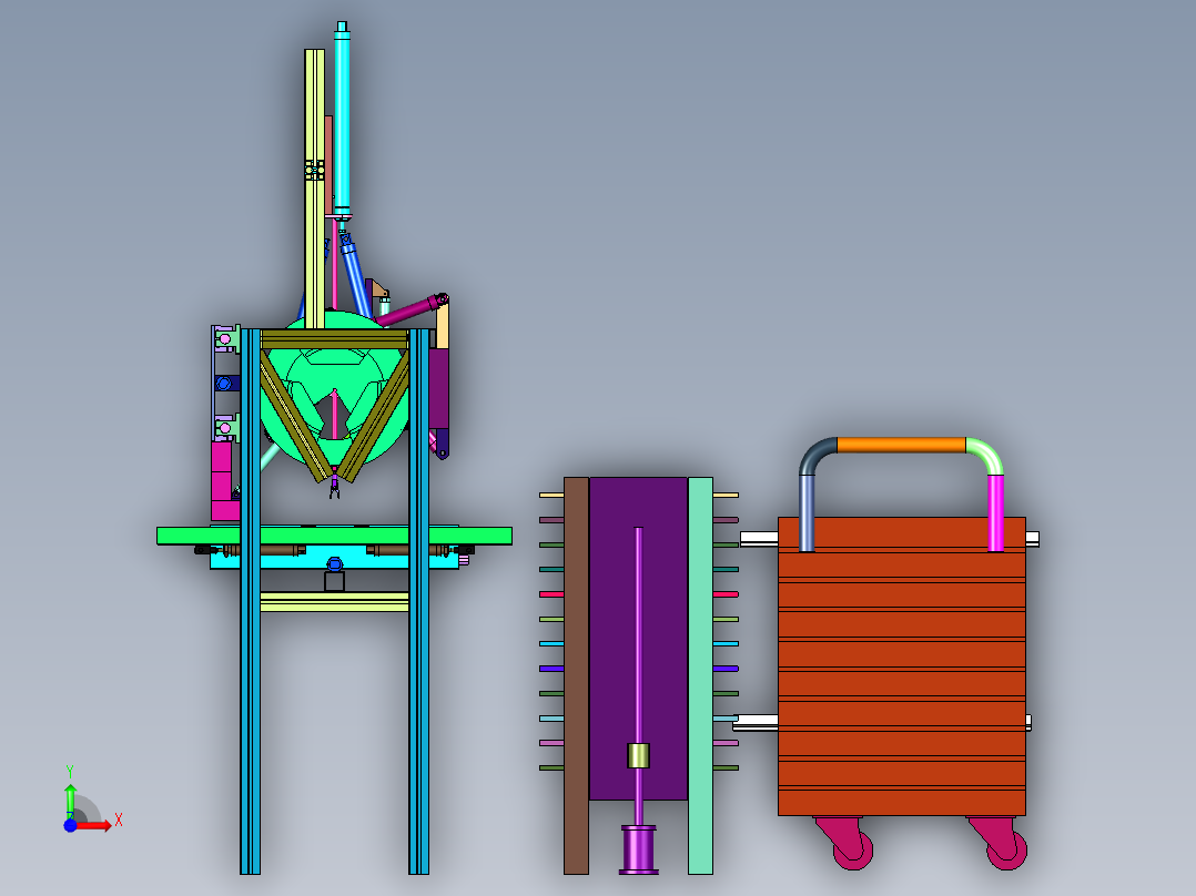 海带成排垂直夹苗的装置前视图