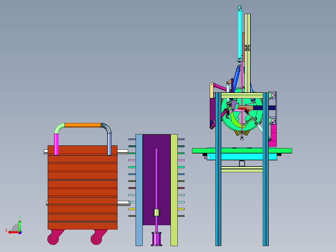 海带成排垂直夹苗的装置后视图