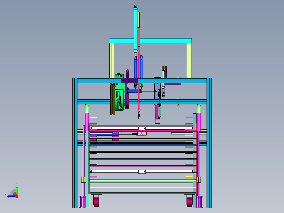 海带成排垂直夹苗的装置右视图