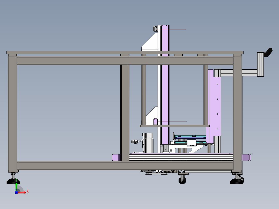 基于物料小车的步进顶升机构前视图