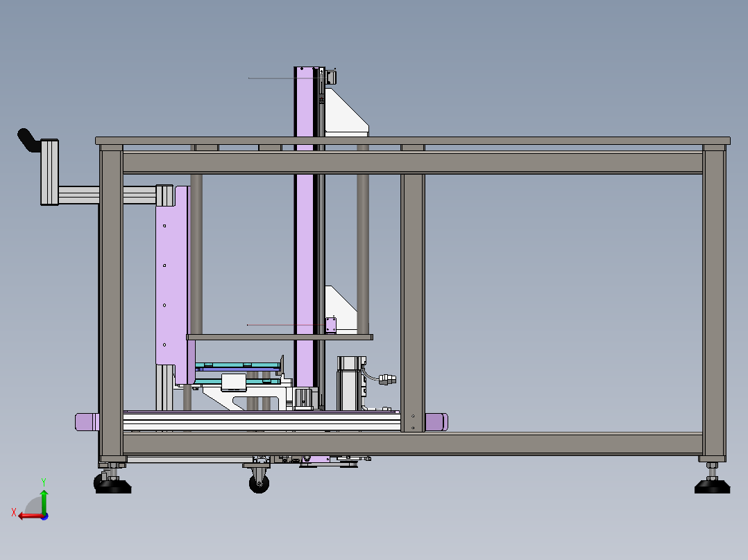 基于物料小车的步进顶升机构后视图