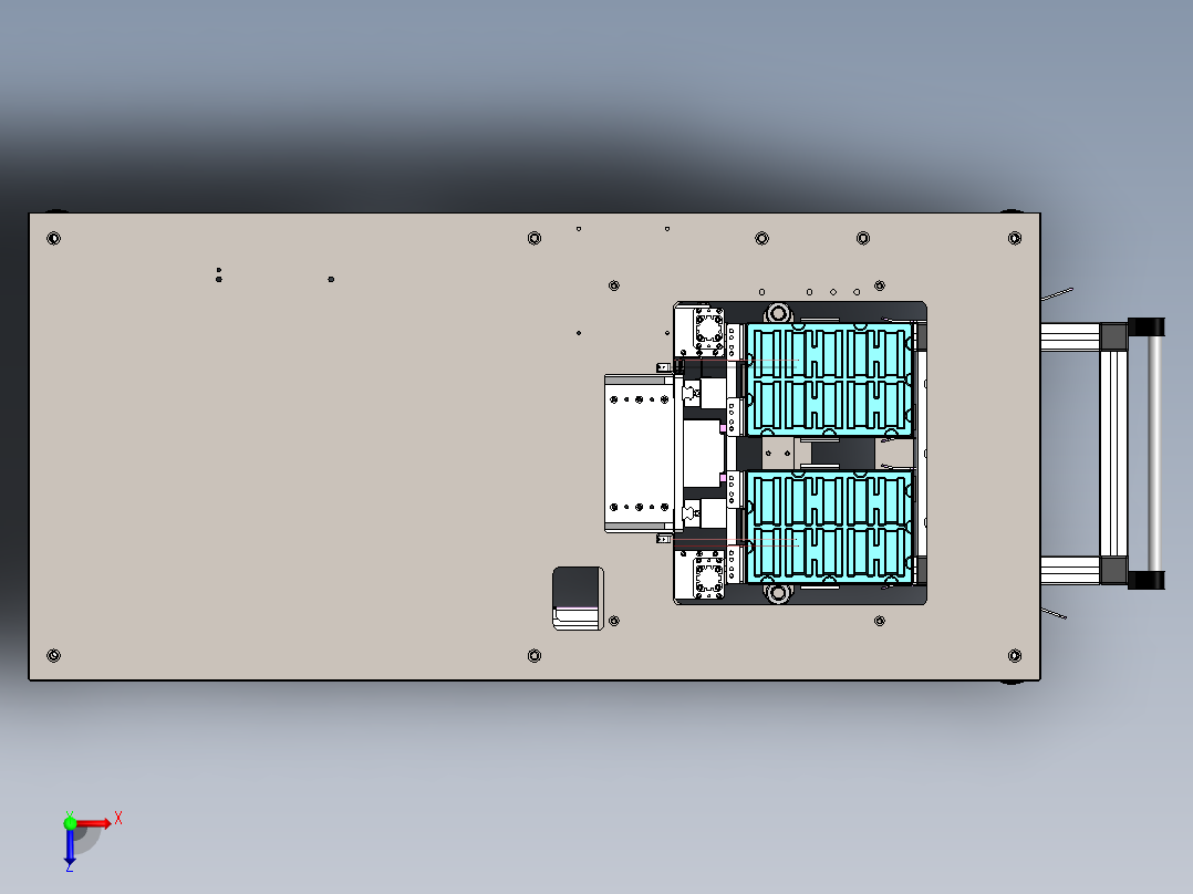 基于物料小车的步进顶升机构俯视图