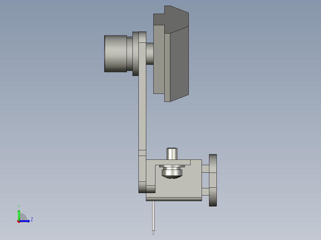 门吸组件-有线-带零件+弯板-用于铝合金门左视图