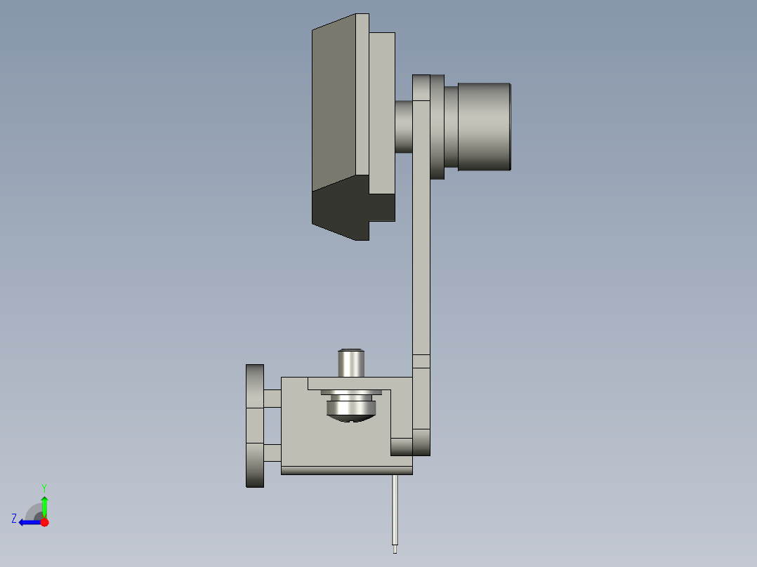 门吸组件-有线-带零件+弯板-用于铝合金门右视图