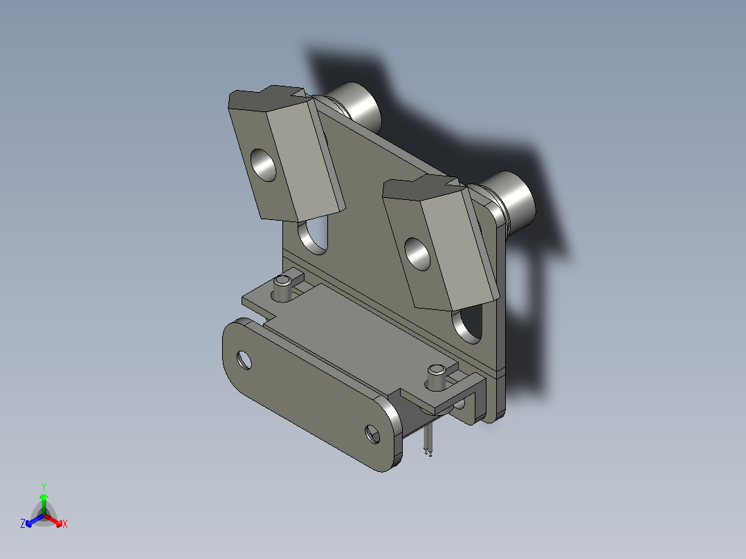 门吸组件-有线-带零件+弯板-用于铝合金门正等轴测图