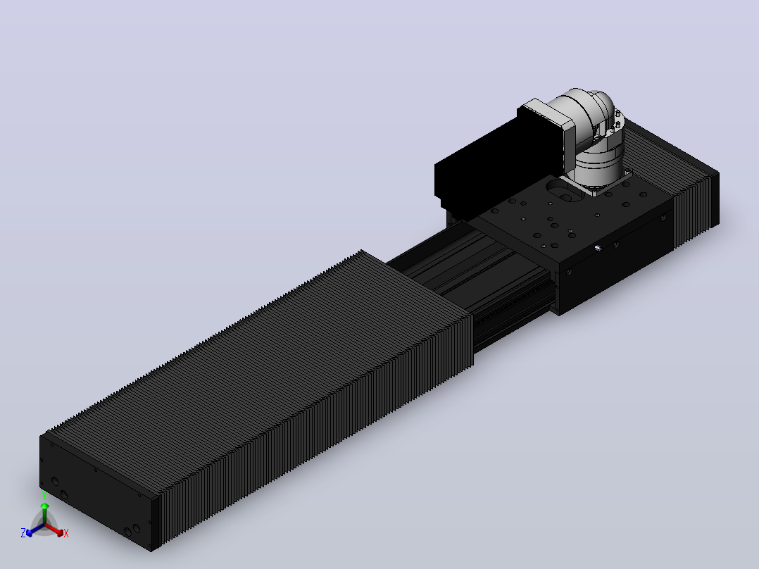 DMG135-BCR齿轮齿条模组直线滑台（电机后折）[DMG135-L11S500-DT400-A2D-BCR-P7]正等轴测图