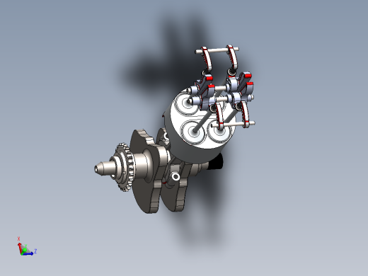 单缸发动机内部结（活塞、阀门）3D数模图纸+Solidworks设计