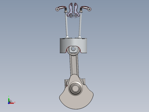 单缸发动机内部结（活塞、阀门）3D数模图纸+Solidworks设计前视缩略图