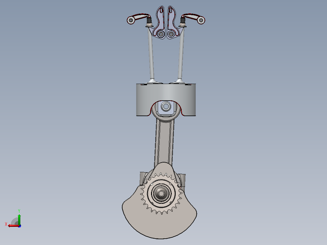 单缸发动机内部结（活塞、阀门）3D数模图纸+Solidworks设计后视图