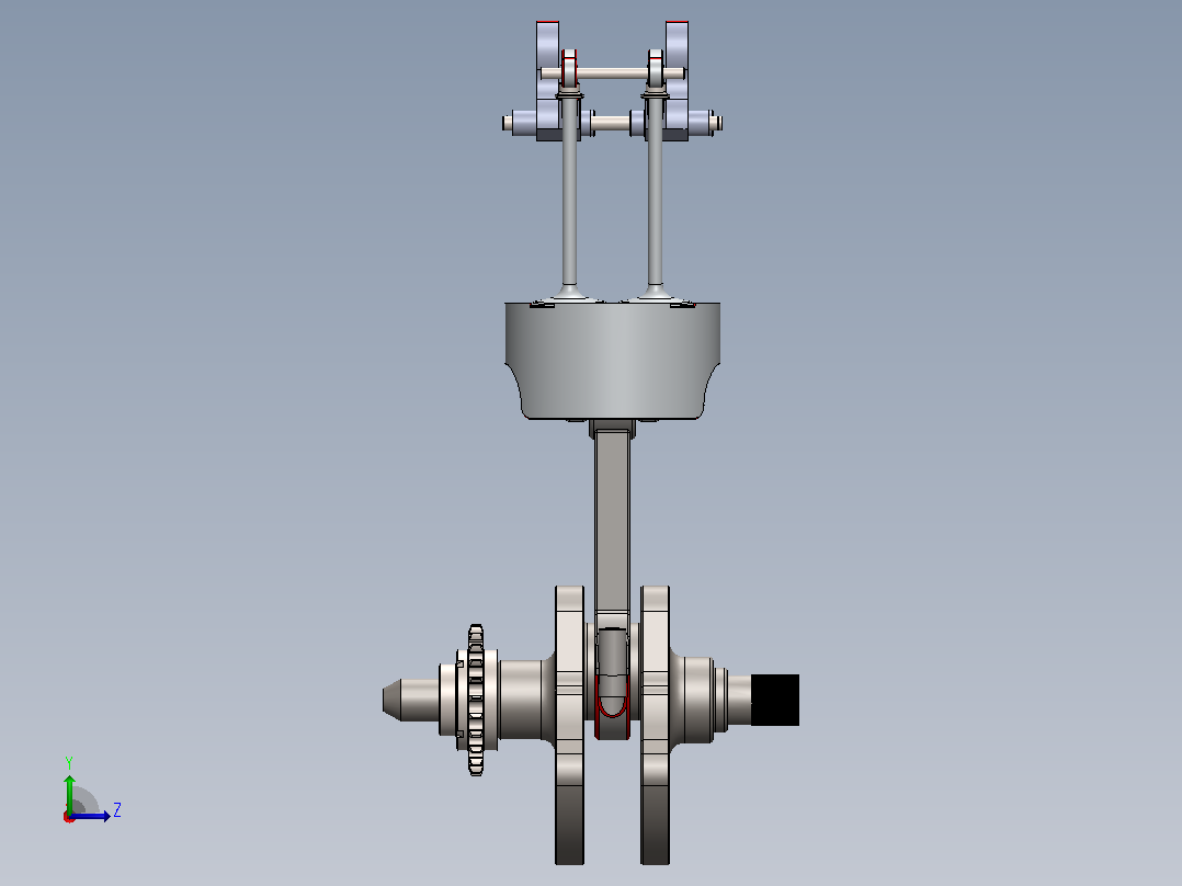 单缸发动机内部结（活塞、阀门）3D数模图纸+Solidworks设计左视图